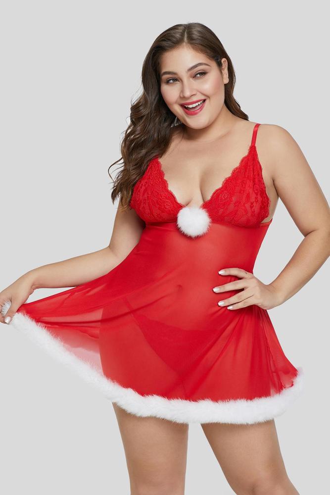 Plus Size Sleigh All Day Babydoll Set