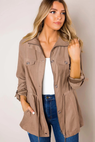 Brown Bottoned Pockets Jacket