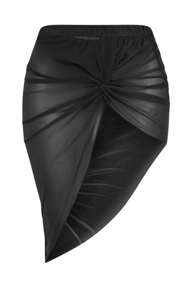 Black Twist Ruched Beach Dress