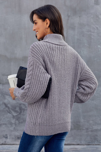 Gray Chunky Turtleneck Sweater