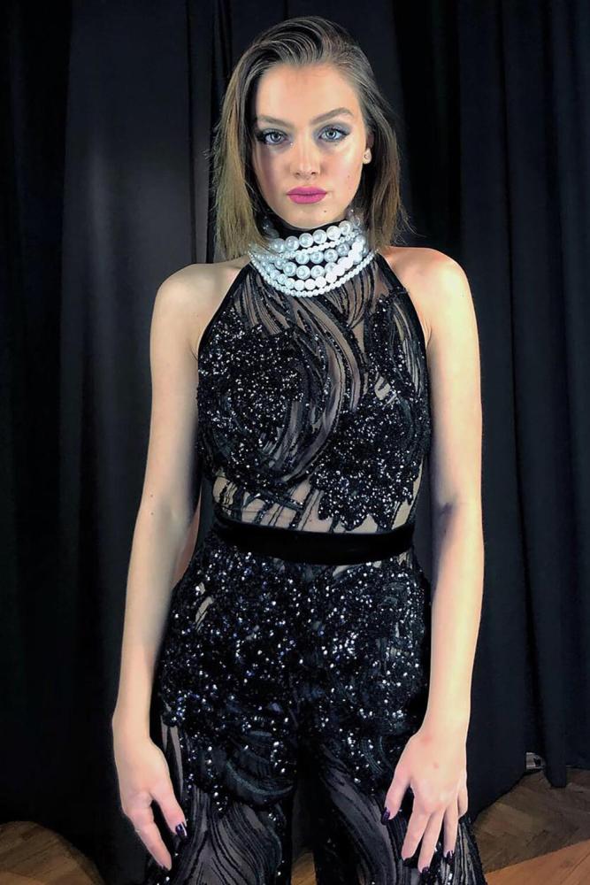 Black Sequin Party Jumpsuit
