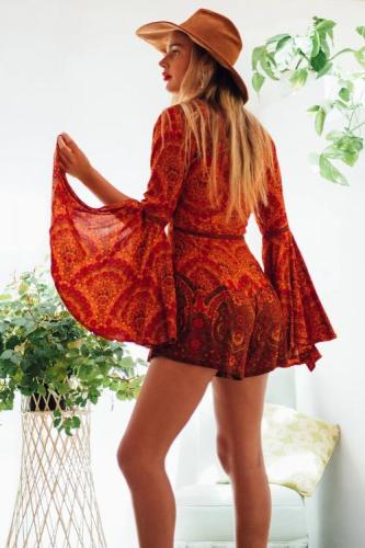 Orange Zodiac Print Jumpsuit