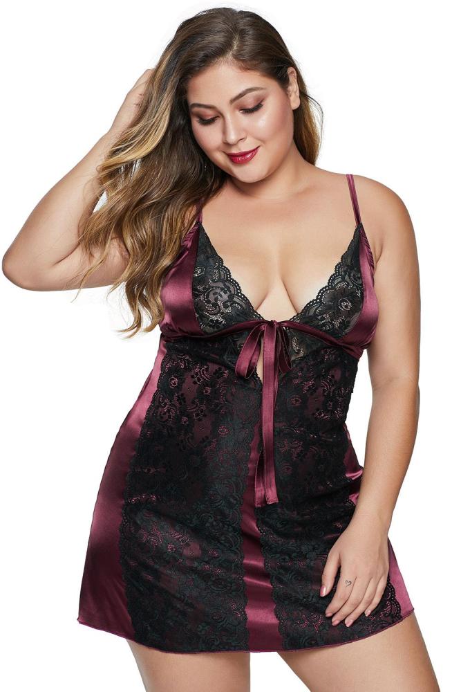 Red Lace Fetish Plus Size Babydoll
