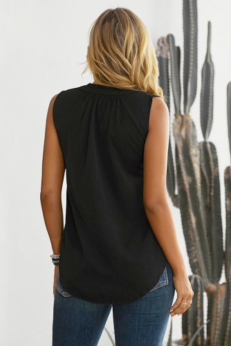 Black Larger Than Life Neck Tie Tank Top