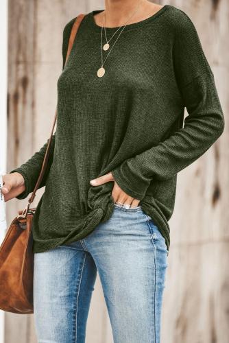 Green Solid Knotted Knitted Top