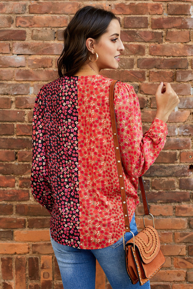 Out Of Sight Mixed Print Drape Blouse