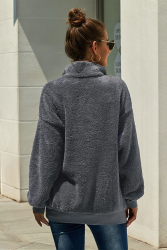 Dark Gray Traverse Pocketed Sherpa Pullover Sweatshirt