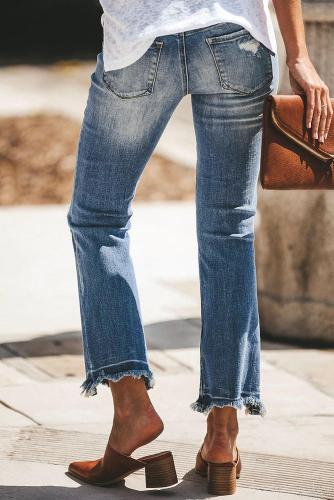 Gradient Frayed Ankle Denim Pants