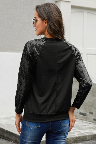Black Gotta Have It Sequin Knit Top