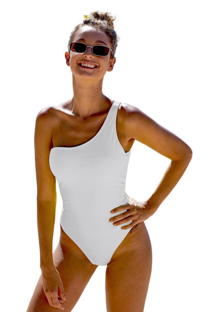 White One Shoulder One Piece Swimsuit