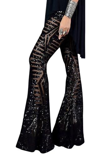 Black Sequin Wide Leg Pants