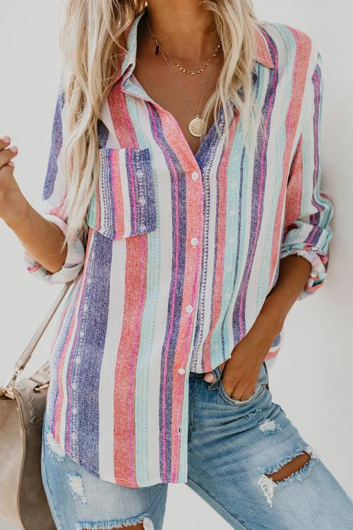 White Sweet Enough Striped Button Down Top
