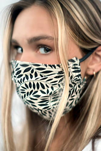 Beige Leaf Printed Protection Face Mask