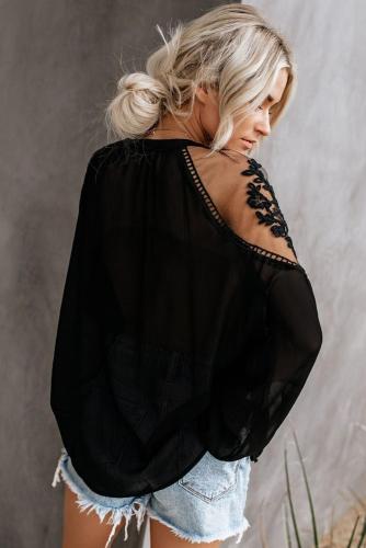Black Formal Invitation Lace Blouse