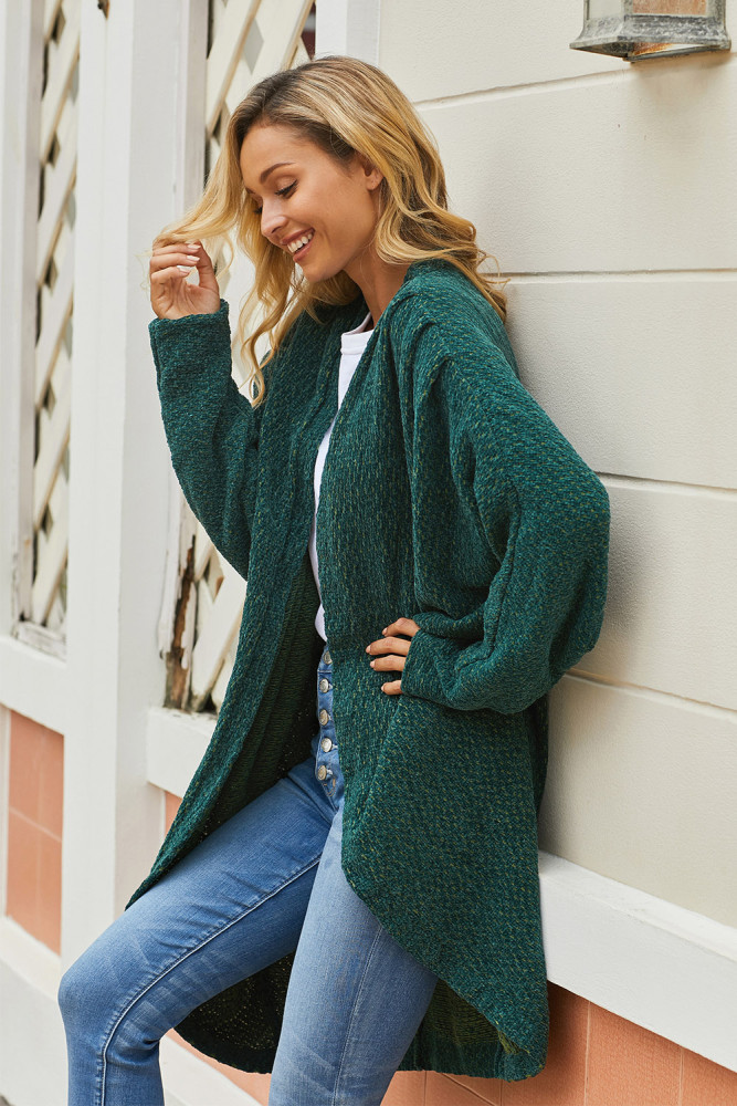 Green Batwing Sleeve Cardigan