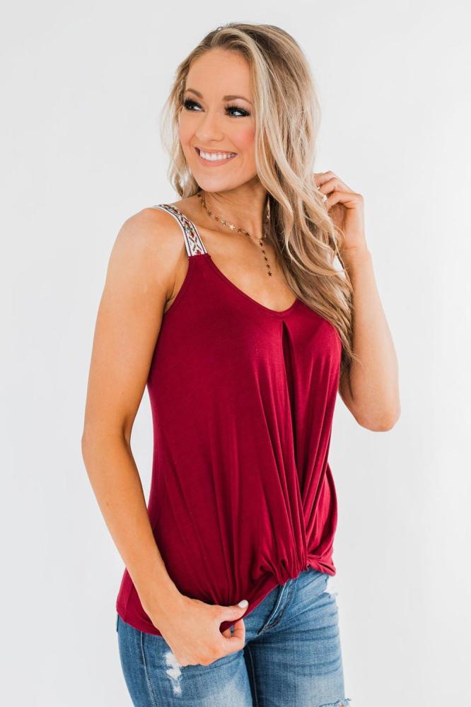 Red Somewhere Next To You Twist Tank Top