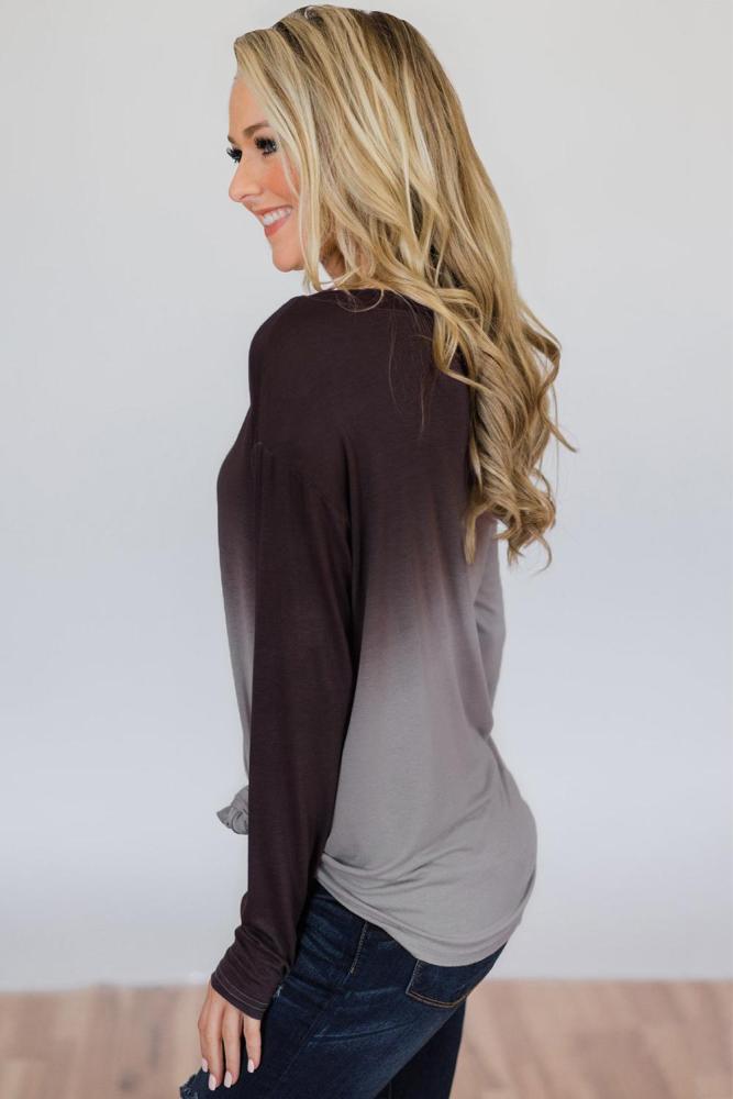 Brown Ombre Long Sleeve Top