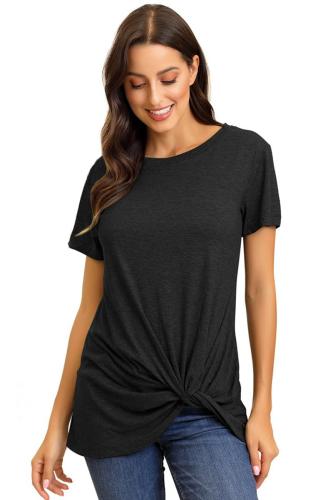 Black Short Sleeve Twist Detail T-shirt