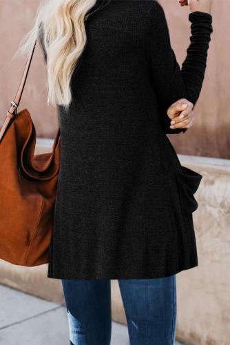 Black Button Down Pocketed Cardigan