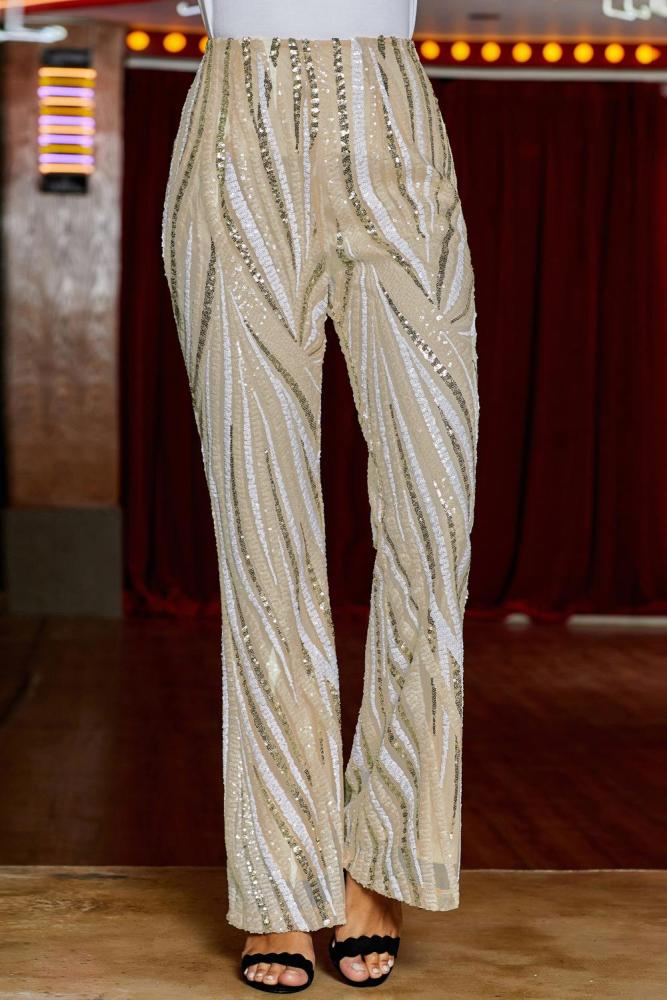 Apricot Swirl Sequin Kick Flare Pants
