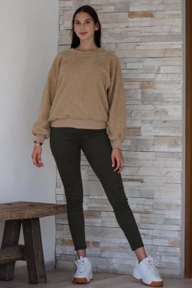 Khaki Terry Thread Cashmere Sweatshirt
