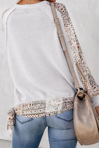 White Contrast Thermal Drape Top