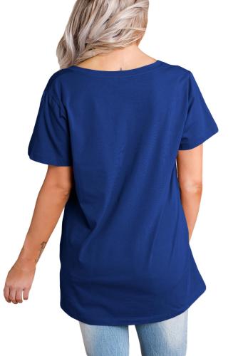 Blue Loose Fit Basic T-Shirt