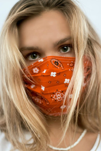 Orange Florlal Printed Protection Face Mask