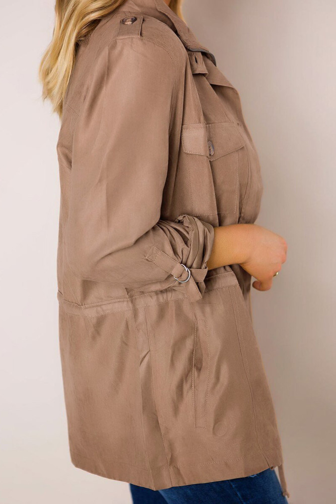 Brown Bottoned Pockets Jacket