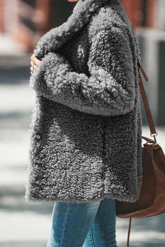 Gray Iconic Pocketed Sherpa Jacket