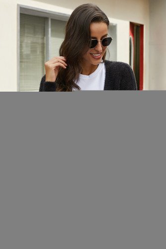Black Soft Long Sleeve Cardigan with Stitch Detail