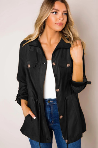 Black Bottoned Pockets Jacket