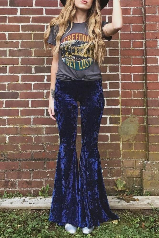 Cobalt Blue Flare Velvet Pants