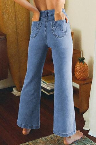 Sky Blue High Waist Flared Jeans