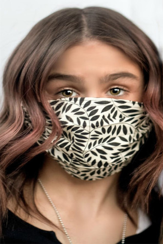 Beige Leaf Printed Protection Face Mask