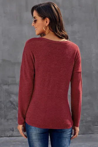 Red Dearly Loved Button Up Top