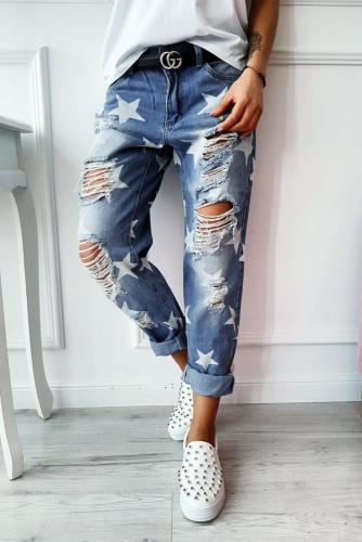 Star Ripped Distressed Denim Jeans