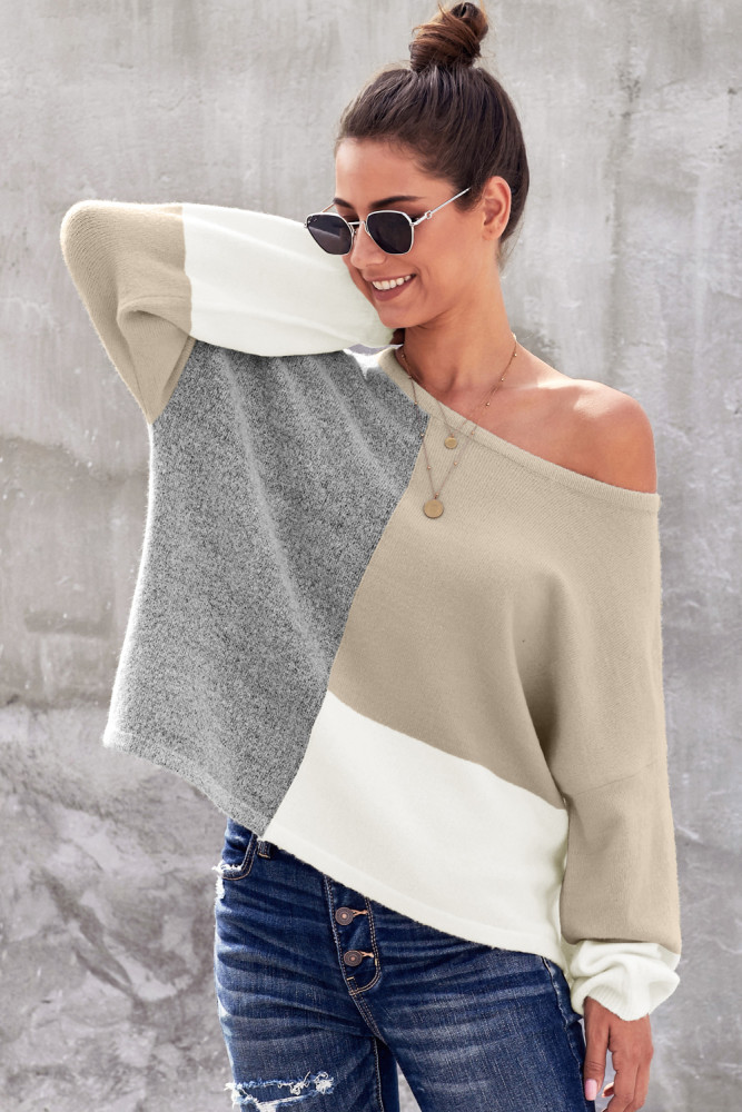 Apricot Color Block Sweater