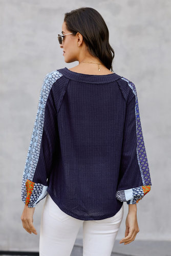 Blue Always Moving Forward Multi Print Sleeve Top