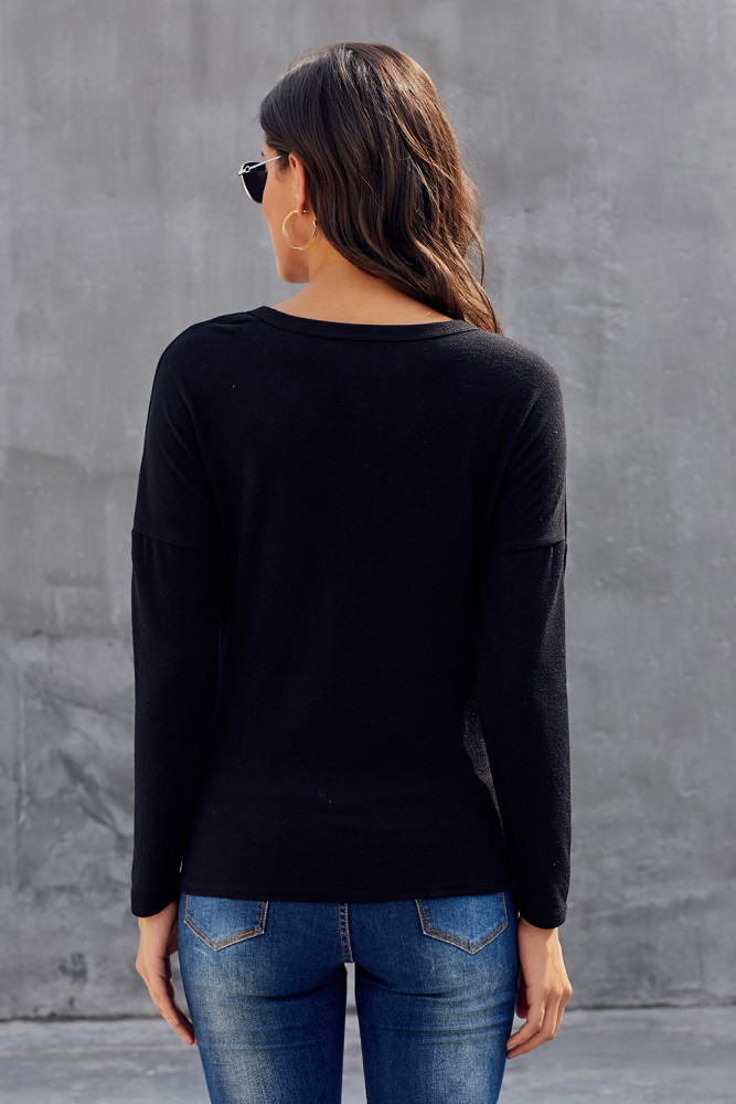 Black Dearly Loved Button Up Top