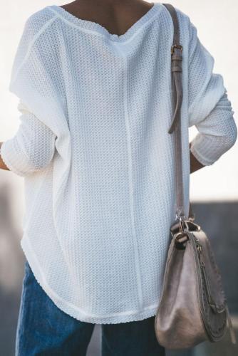 White Just Between Us Thermal Knit Top