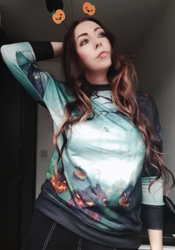 Green Halloween Element Print Sweatshirt