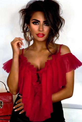 Red Tulle Mesh Thong Bodysuit