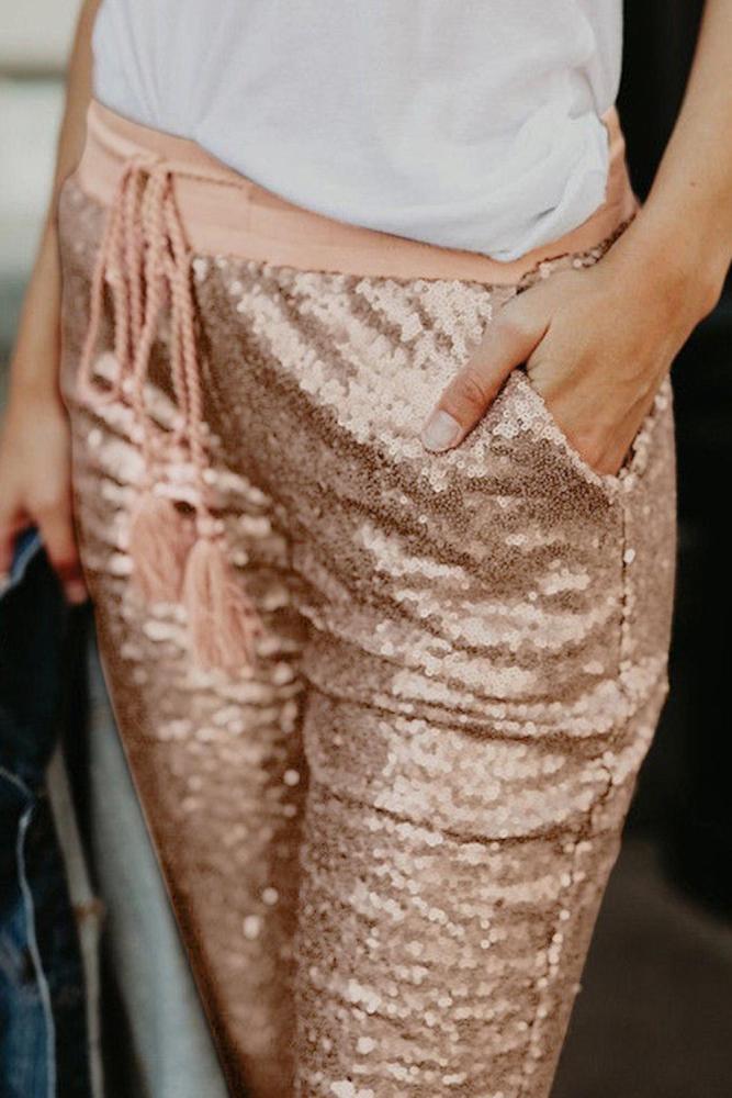 Sequined Tassel Pants