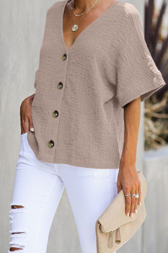 Apricot Soak It Up Cotton Button Down Blouse