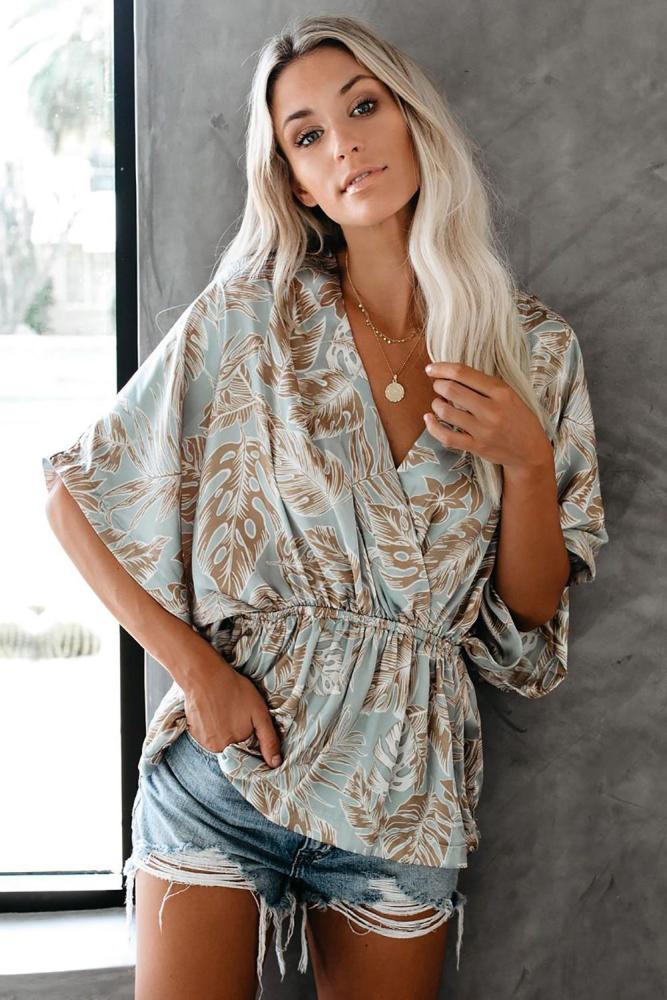 Taupe Coco Hut Satin Kimono Top