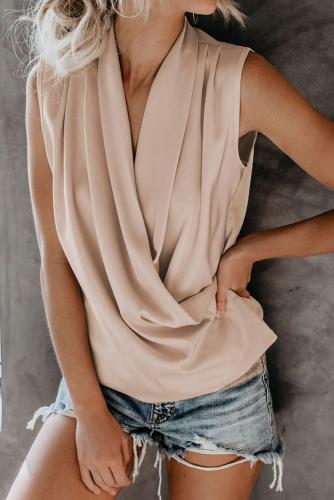 Apricot Enchanting Satin Drape Tank Top