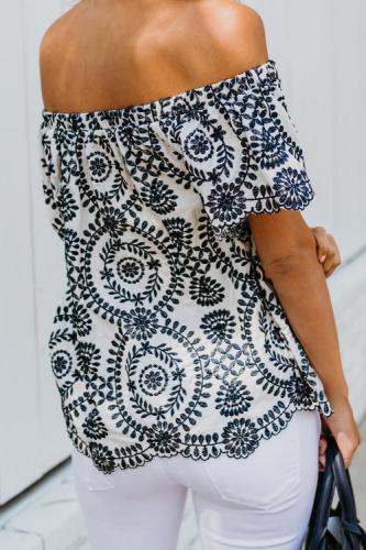 White Off Shoulder Floral Top