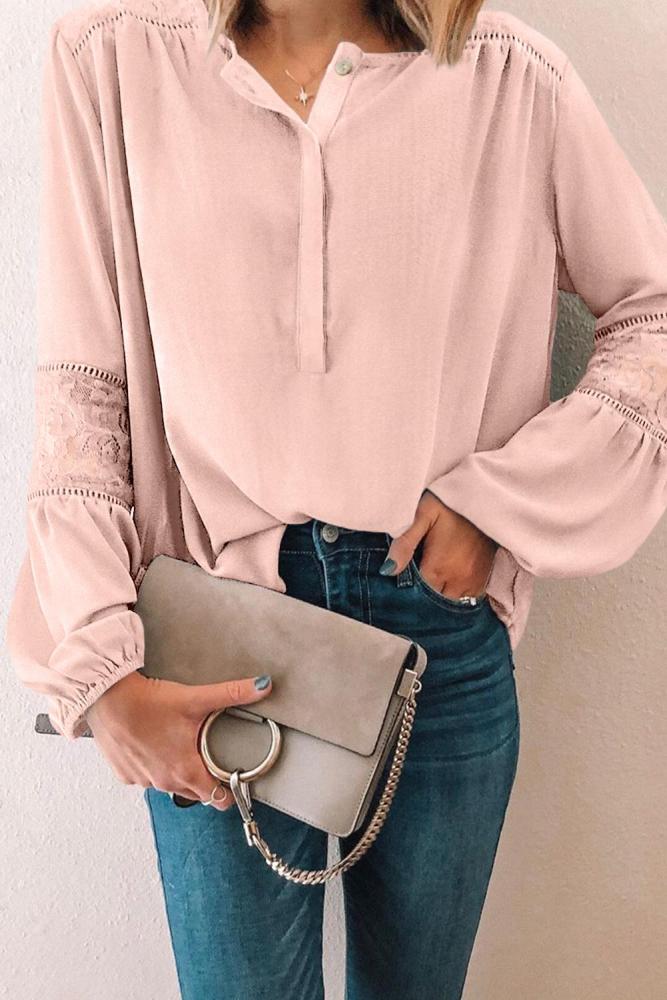 Aprciot Hi-lo Hemline Lace Blouse
