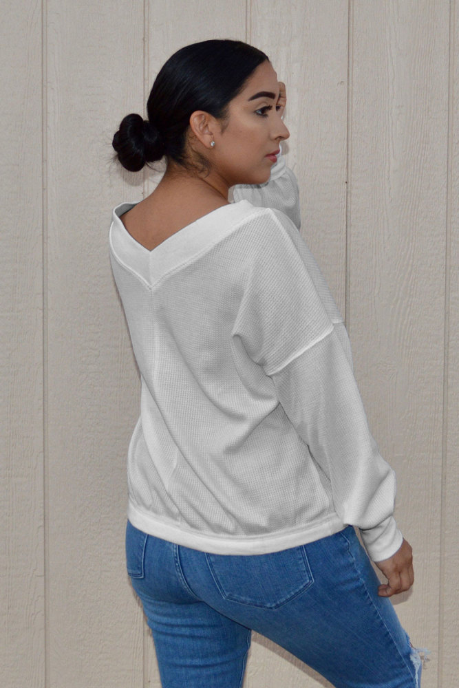 White Our Country Roads Thermal Top